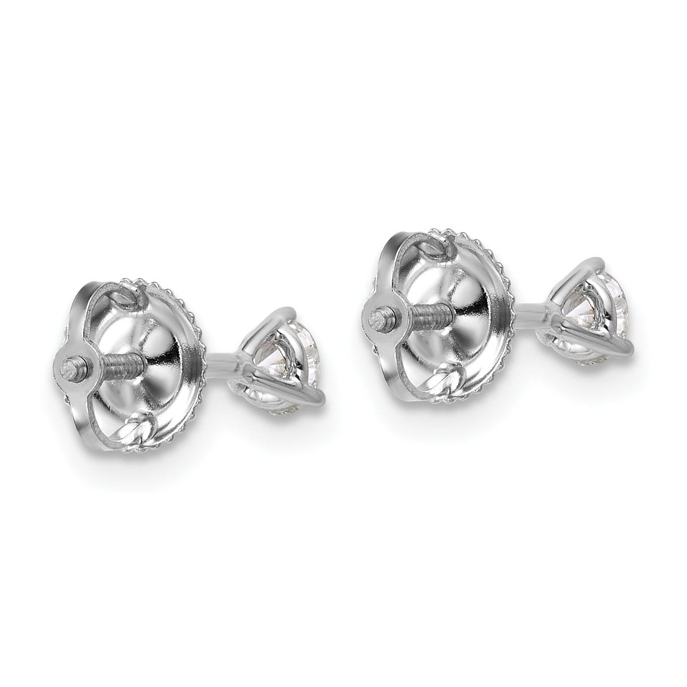 14K White Gold 1/3 ct Certified Lab-Created Diamond VS+ F+, 3-Prong Screw-Back Stud Earrings