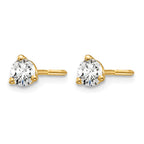 14K Yellow Gold 1/3 ct Certified Lab-Created Diamond VS/SI+ G+, 3-Prong Screw-Back Stud Earrings