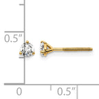 14K Yellow Gold 1/3 ct Lab-Created Diamond VS/SI+ G+, 3-Prong Screw-Back Stud Earrings