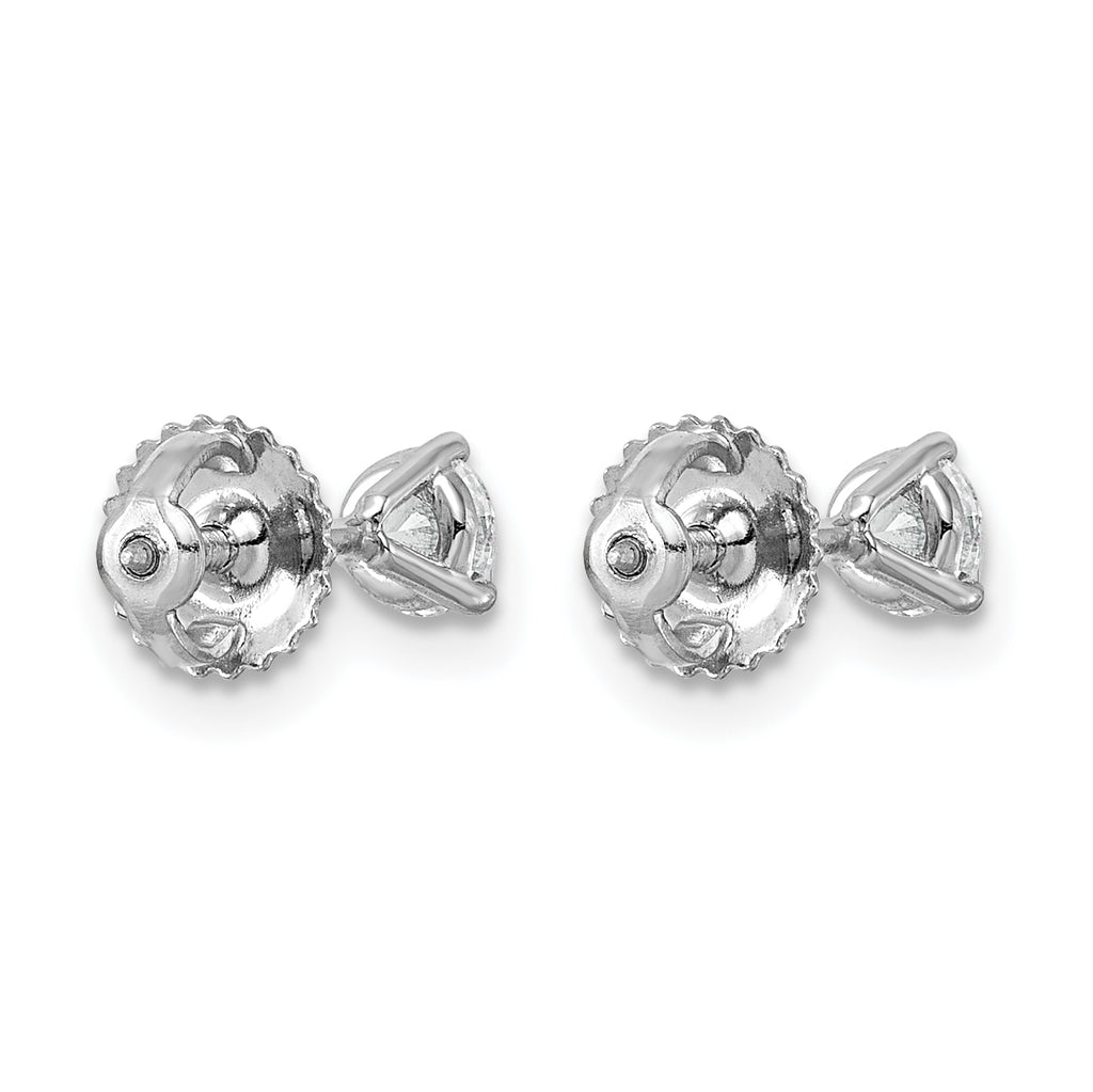 Platinum 1/2 ct Certified Lab-Created Diamond VS+ F+, 3-Prong Screw-Back Stud Earrings