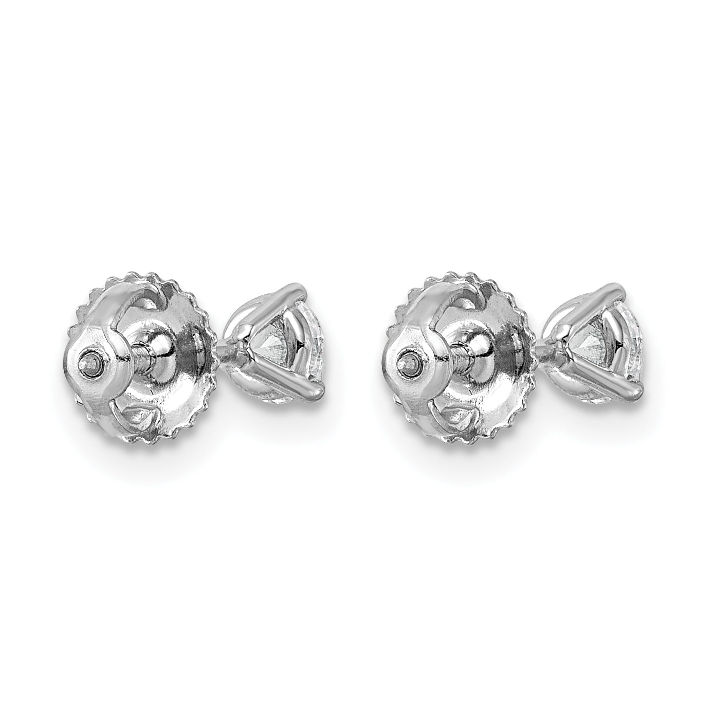 Platinum 1/2 ct Lab-Created Diamond VS+ F+, 3-Prong Screw-Back Stud Earrings