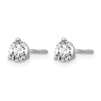 14K White Gold 1/2 ct Certified Lab-Created Diamond VS+ F+, 3-Prong Screw-Back Stud Earrings