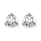 14K White Gold 1/2 ct Certified Lab-Created Diamond VS+ F+, 3-Prong Screw-Back Stud Earrings