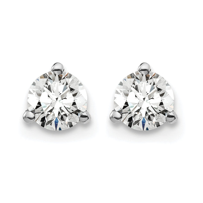 14K White Gold 1/2 ct Certified Lab-Created Diamond VS/SI+ G+, 3-Prong Screw-Back Stud Earrings