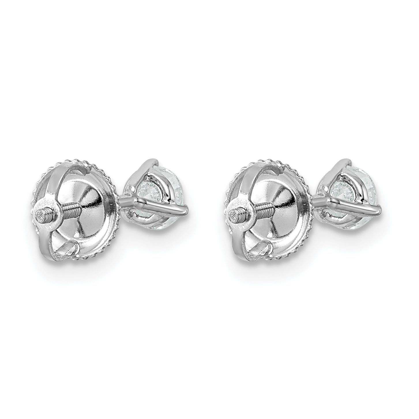 14K White Gold 1/2 ct Lab-Created Diamond VS+ F+, 3-Prong Screw-Back Stud Earrings