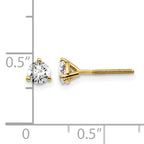 14K Yellow Gold 1/2 ct Certified Lab-Created Diamond VS+ F+, 3-Prong Screw-Back Stud Earrings