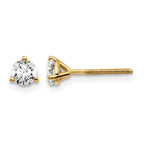 14K Yellow Gold 1/2 ct Certified Lab-Created Diamond VS+ F+, 3-Prong Screw-Back Stud Earrings