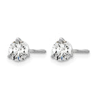 14K White Gold 5/8 ct Certified Lab-Created Diamond VS+ F+, 3-Prong Screw-Back Stud Earrings