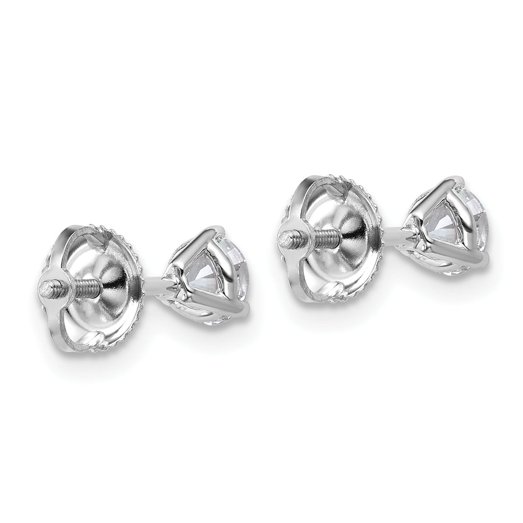 14K White Gold 5/8 ct Certified Lab-Created Diamond VS+ F+, 3-Prong Screw-Back Stud Earrings