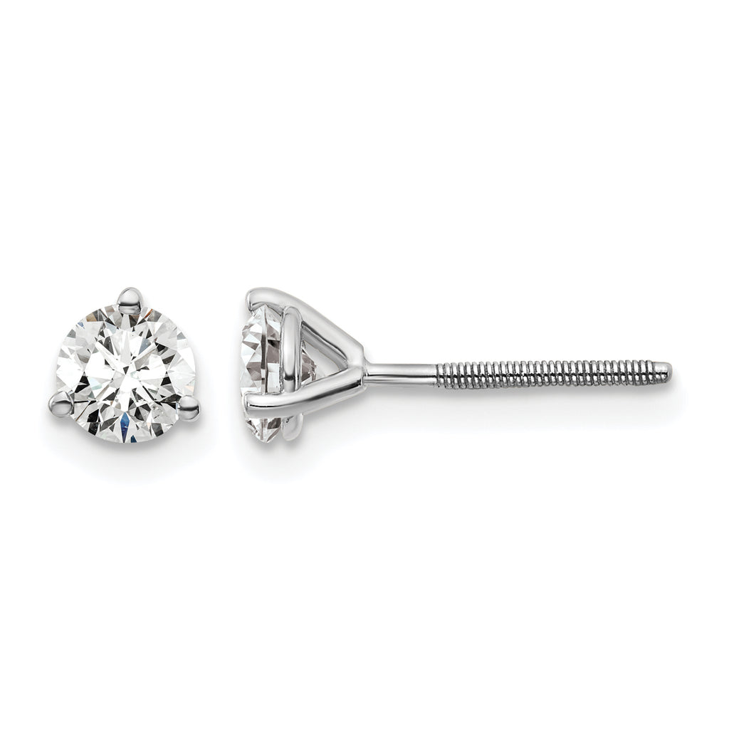 14K White Gold 5/8 ct Certified Lab-Created Diamond VS/SI+ G+, 3-Prong Screw-Back Stud Earrings