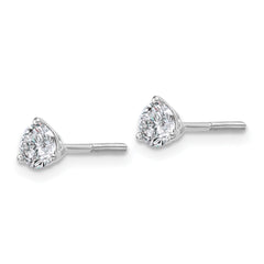 Platinum 3/4 carat Lab Grown Diamond VS+ F+ Round Complete Three Prong Screwback Stud Earrings