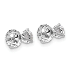 Platinum 3/4 carat Lab Grown Diamond VS+ F+ Round Complete Three Prong Screwback Stud Earrings