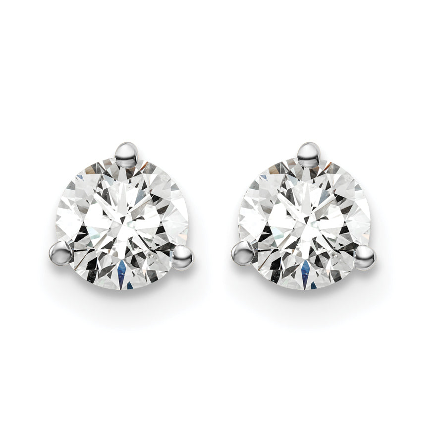 14K White Gold 3/4 ct Certified Lab-Created Diamond VS/SI+ G+, 3-Prong Screw-Back Stud Earrings