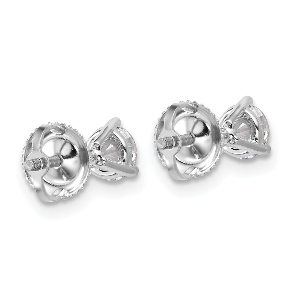 14K White Gold 3/4 ct Lab-Created Diamond VS/SI+ G+, 3-Prong Screw-Back Stud Earrings