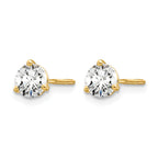 14K Yellow Gold 3/4 ct Lab-Created Diamond VS/SI+ G+, 3-Prong Screw-Back Stud Earrings