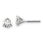 18K White Gold 1 ct Lab-Created Diamond VS+ F+, 3-Prong Screw-Back Stud Earrings