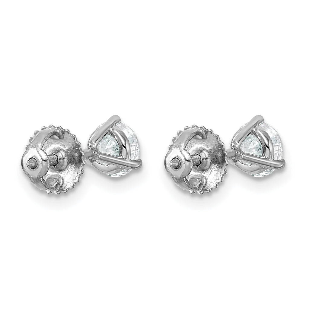 Platinum 1 ct Certified Lab-Created Diamond VS+ F+, 3-Prong Screw-Back Stud Earrings