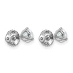 Platinum 1 ct Lab-Created Diamond VS+ F+, 3-Prong Screw-Back Stud Earrings