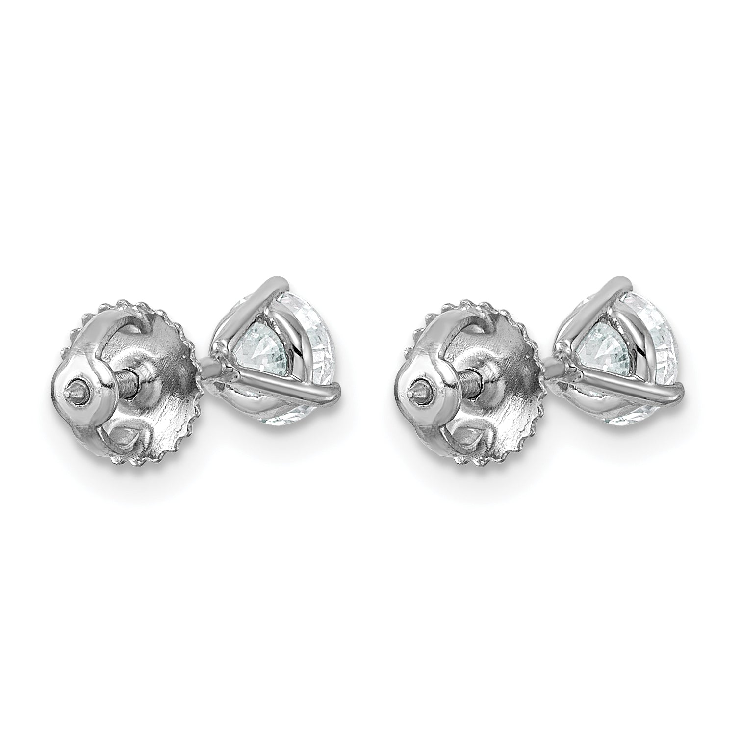Platinum 1 ct Lab-Created Diamond VS+ F+, 3-Prong Screw-Back Stud Earrings