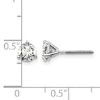 14K White Gold 1 ct Lab-Created Diamond VS+ F+, 3-Prong Screw-Back Stud Earrings