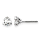 14K White Gold 1 ct Certified Lab-Created Diamond VS/SI+ G+, 3-Prong Screw-Back Stud Earrings