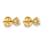 14K Yellow Gold 1 ct Certified Lab-Created Diamond VS+ F+, 3-Prong Screw-Back Stud Earrings