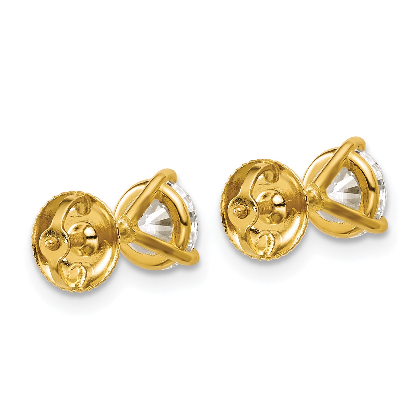 18K Yellow Gold 1 1/2 ct Certified Lab-Created Diamond VS+ F+, 3-Prong Screw-Back Stud Earrings