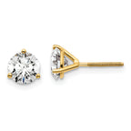 18K Yellow Gold 1 1/2 ct Lab-Created Diamond VS+ F+, 3-Prong Screw-Back Stud Earrings
