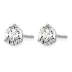 14K White Gold 1 1/2 ct Lab-Created Diamond VS+ F+, 3-Prong Screw-Back Stud Earrings