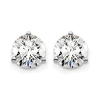 14k 1 1/2 carat Certified Lab Grown Diamond VS/SI+ G+ Round Complete Three Prong Stud Earrings