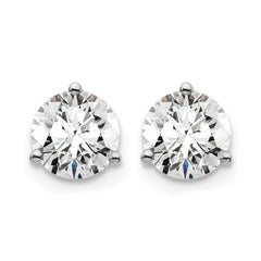 14k 1 1/2 carat Certified Lab Grown Diamond VS/SI+ G+ Round Complete Three Prong Stud Earrings