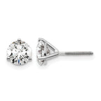 14K White Gold 1 1/2 ct Lab-Created Diamond VS/SI+ G+, 3-Prong Screw-Back Stud Earrings