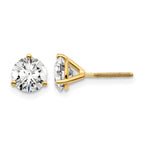 14K Yellow Gold 1 1/2 ct Certified Lab-Created Diamond VS+ F+, 3-Prong Screw-Back Stud Earrings