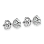 18K White Gold 2 ct Lab-Created Diamond VS+ F+, 3-Prong Screw-Back Stud Earrings