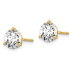 18K Yellow Gold 2 1/2 ct Lab-Created Diamond VS+ F+, 3-Prong Screw-Back Stud Earrings