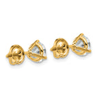 18K Yellow Gold 4 ct Certified Lab-Created Diamond VS+ F+, 3-Prong Screw-Back Stud Earrings