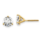 18K Yellow Gold 4 ct Certified Lab-Created Diamond VS+ F+, 3-Prong Screw-Back Stud Earrings