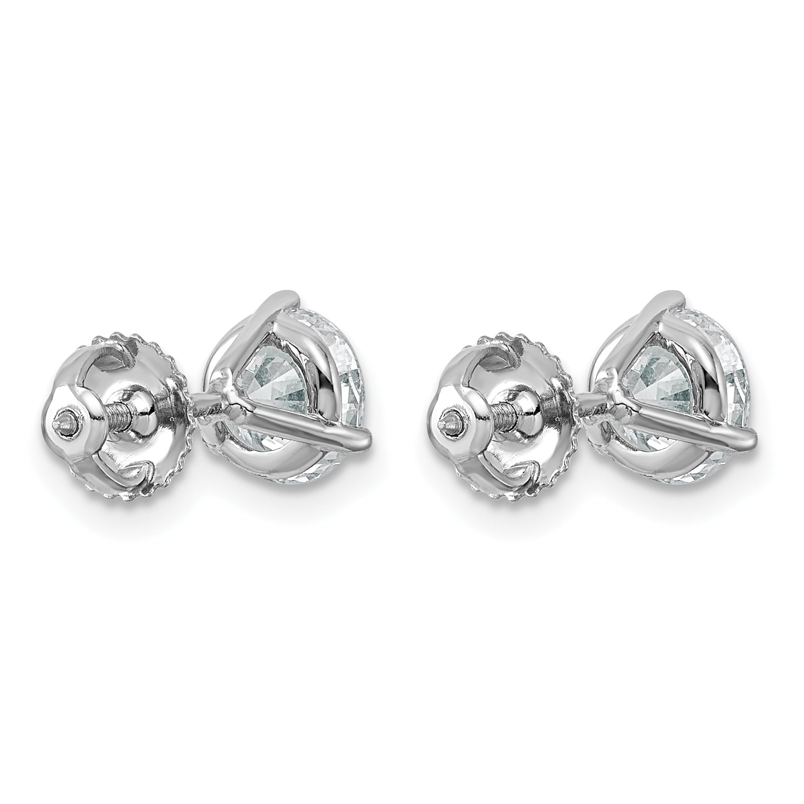 Platinum 2 ct Certified Lab-Created Diamond VS+ F+, 3-Prong Screw-Back Stud Earrings Secondary image