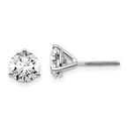 Platinum 2 ct Lab-Created Diamond VS+ F+, 3-Prong Screw-Back Stud Earrings