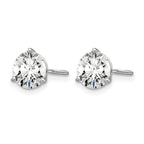 14K White Gold 1 3/4 ct Lab-Created Diamond VS+ F+, 3-Prong Screw-Back Stud Earrings