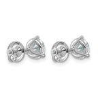 14K White Gold 2 1/2 ct Lab-Created Diamond VS+ F+, 3-Prong Screw-Back Stud Earrings