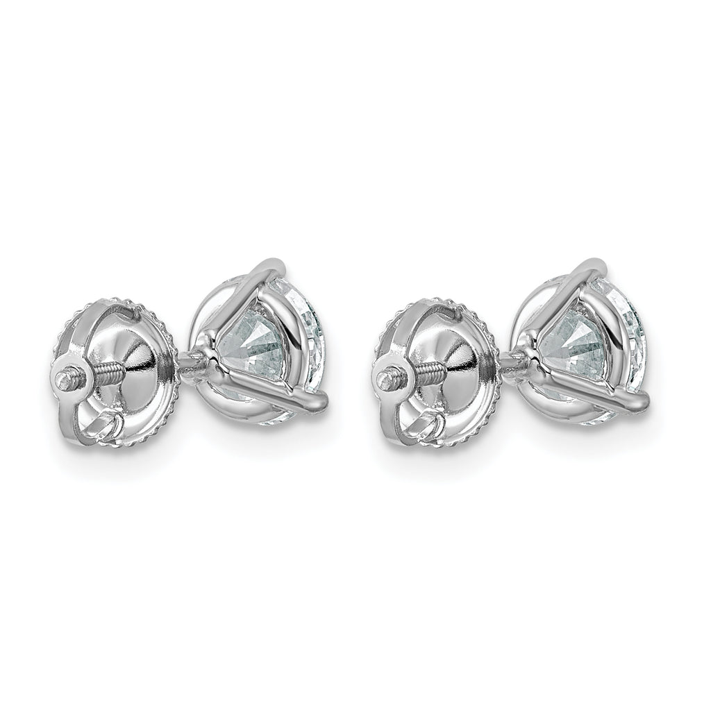 14K White Gold 5 ct Lab-Created Diamond VS/SI+ G+, 3-Prong Screw-Back Stud Earrings