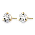 14K Yellow Gold 6 ct Lab-Created Diamond VS+ F+, 3-Prong Screw-Back Stud Earrings
