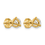 14K Yellow Gold 1 3/4 ct Certified Lab-Created Diamond VS+ F+, 3-Prong Screw-Back Stud Earrings