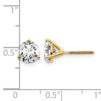 14K Yellow Gold 1 3/4 ct Certified Lab-Created Diamond VS+ F+, 3-Prong Screw-Back Stud Earrings