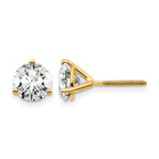 14K Yellow Gold 3 ct Lab-Created Diamond VS+ F+, 3-Prong Screw-Back Stud Earrings