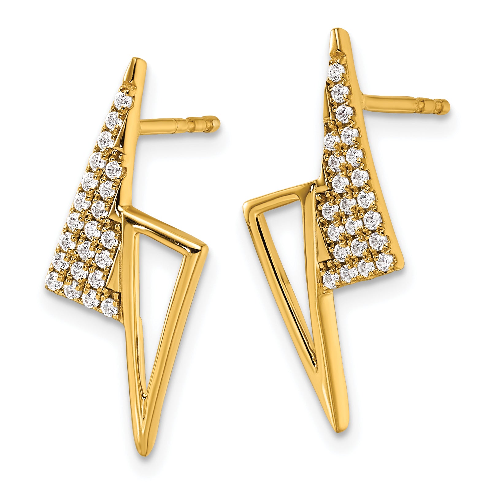14K Polished 1/5 carat Diamond Geometric Triangles Fashion Post Earrings Secondary image