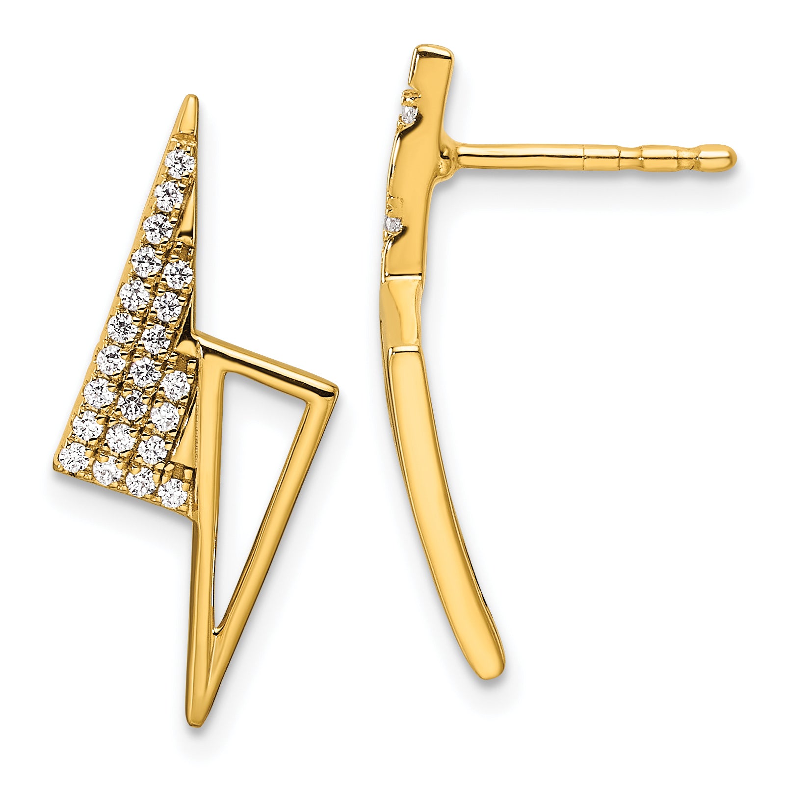 14K Polished 1/5 carat Diamond Geometric Triangles Fashion Post Earrings Main image