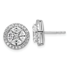 14k White Gold 1 1/2 carat Lab Grown Diamond VS/SI+ G+ Marquise Complete Halo Post Earrings