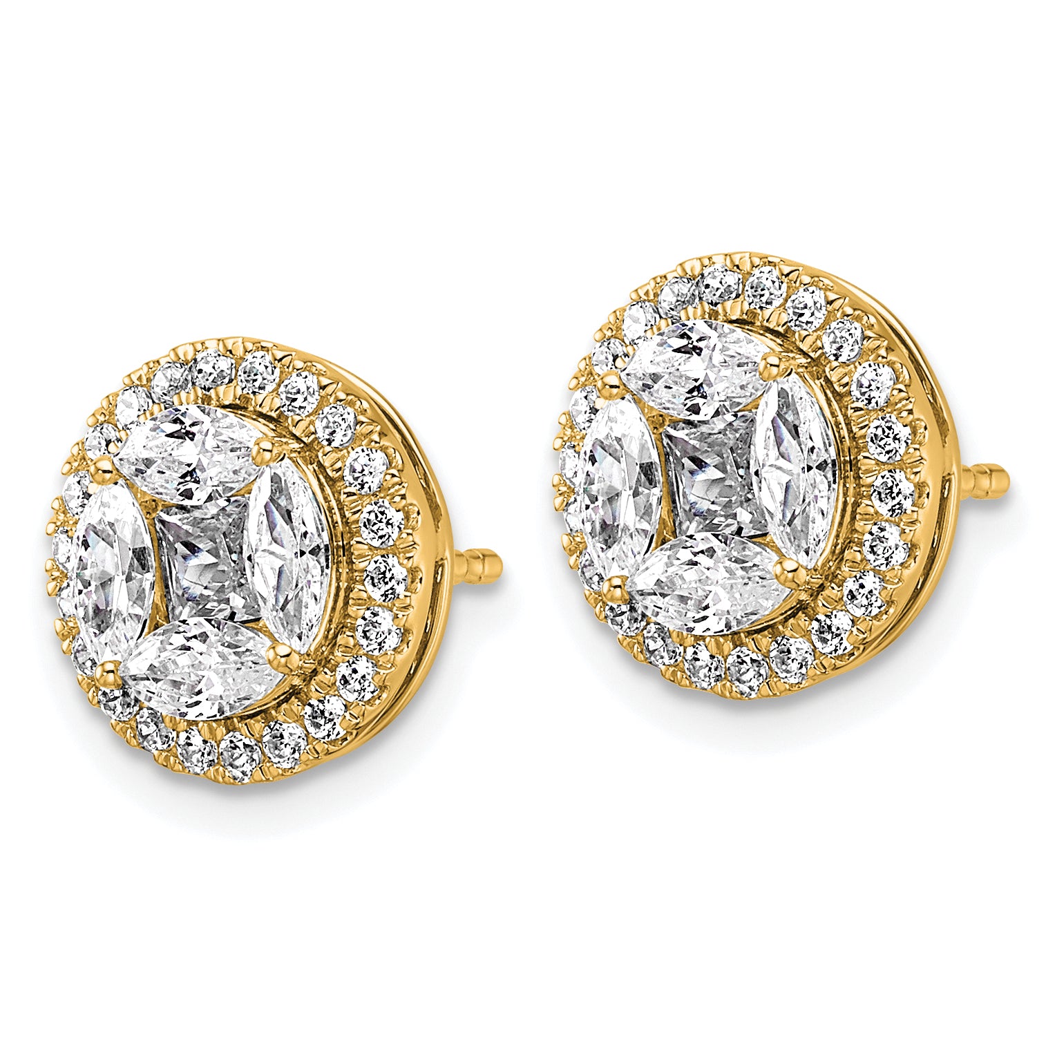 14k 1 1/2 carat Lab Grown Diamond VS+ F+ Marquise Complete Halo Post Earrings Secondary image
